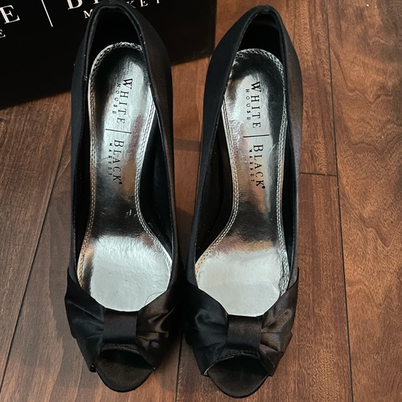 WHBM Ray black satin peep platform heel - Picture 4 of 9